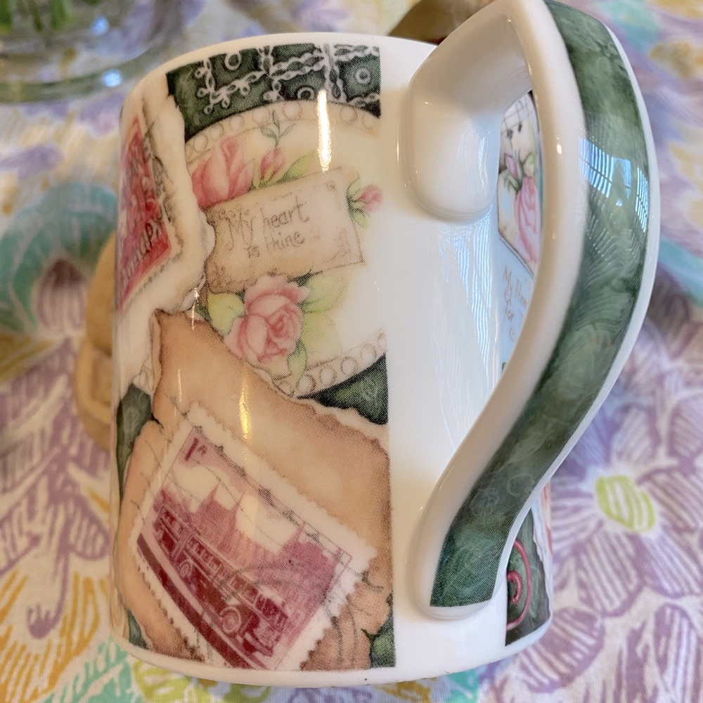 Royal Dalton Expressions Valentines Day “STAMPS”  Vintage Mug by Jane James. EC